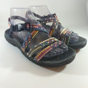 Skechers Reggae Sew Me Sandals Shoes Women's Size 7 Blue Strappy Hiking Walk